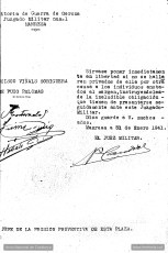 Lllibertat provisional i sortida de la presó de Manresa Jaume Puig Palomas i Francesc Viñals Soriguera.31 de gener de 1941. (Arxiu Nacional de Catalunya).