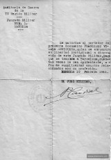 Passi emès el 19 de febrer de 1941, essent en llibertat provisional i pendent de judici, per anar a Barcelona tantes vegades com convingués a gestionar proveïments per a Manresa. (Col·lecció familiar)