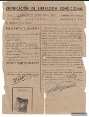 Document de la llibertat condicional de Viñals amb data de 5 de febrer de 1943. (Col·lecció familiar)