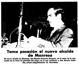 Informació apareguda a “La Vanguardia” sobre la presa de possessió de l’alcalde Ramon Roqueta (5/11/1975)