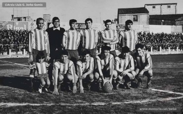 Març de 1969. Equip del C. E. Manresa. Joaquim Basora, bo i dret, és el primer per l’esquerra. Foto: Arxiu Lluís G. Jorba Gomis.