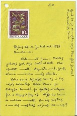 Una targeta manuscrita de Xesco Boix, del 1973.