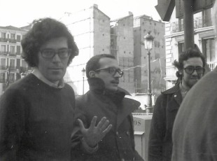 Madrid 18/2/1975.  Ignasi Perramon, Josep Huguet i Lluís Alsedà