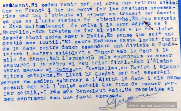 Targeta postal de Vicenç Guarner a Jaume Creus (Casablanca, 14/3/1941)