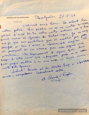 Missiva d’Antoni Rovira i Virgili a Jaume Creus. (Montpeller, 26/6/1946)
